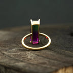 Long Baguette Watermelon Tourmaline Bicolor Engagement Ring - Gigiscc