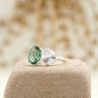 Toi Et Moi Tourmaline & Diamond Silver Engagement Ring - Gigiscc