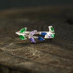 Marquise Cut Multi-Stone Sapphire Amethyst & Emerald Wedding Band - Gigiscc