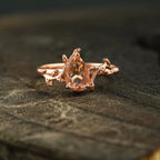 Pear Morganite Leaf Engagement Ring For Women - Gigiscc