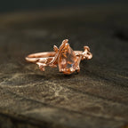Pear Morganite Leaf Engagement Ring For Women - Gigiscc