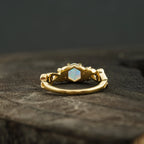 Hexagon Opal & Leaf Alexandrite Gold Engagement Ring - Gigiscc