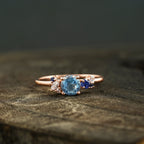 Aquamarine Cluster CZ Diamond Stacking Ring For Women - Gigiscc
