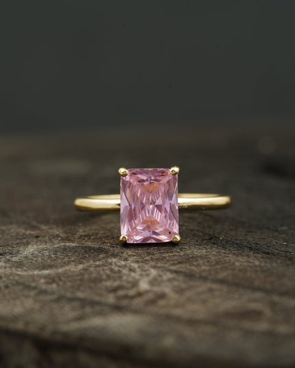 Emerald Pink Sapphire Gold Engagement Ring
