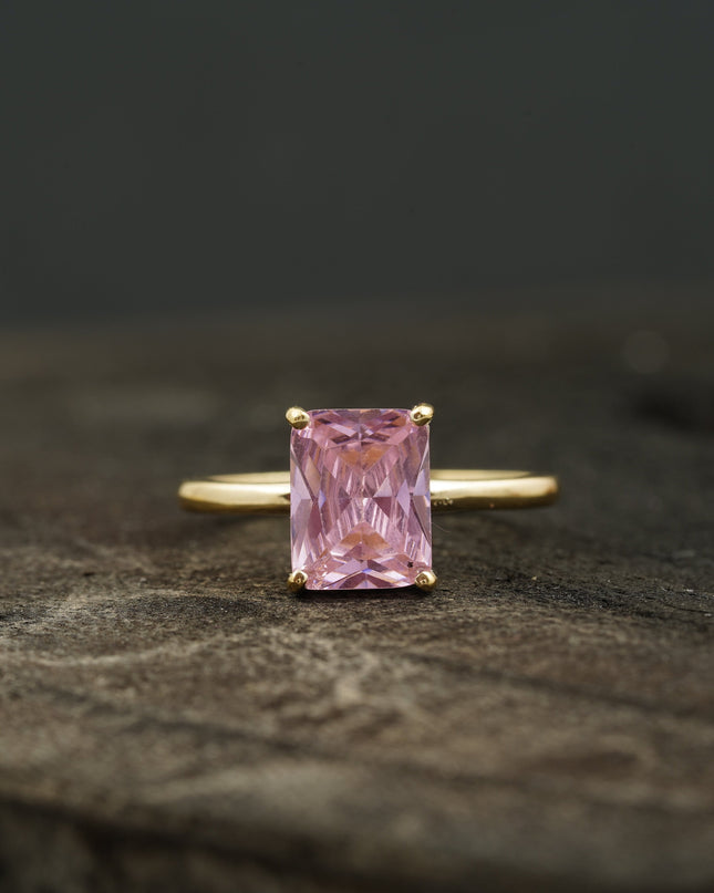 Emerald Pink Sapphire Gold Engagement Ring