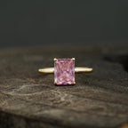 Emerald Pink Sapphire Gold Engagement Ring - Gigiscc