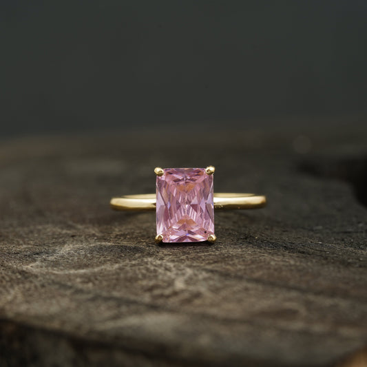 Emerald Pink Sapphire Gold Engagement Ring