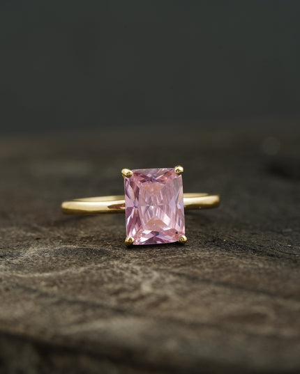 Emerald Pink Sapphire Gold Engagement Ring