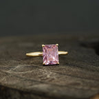 Emerald Pink Sapphire Gold Engagement Ring - Gigiscc