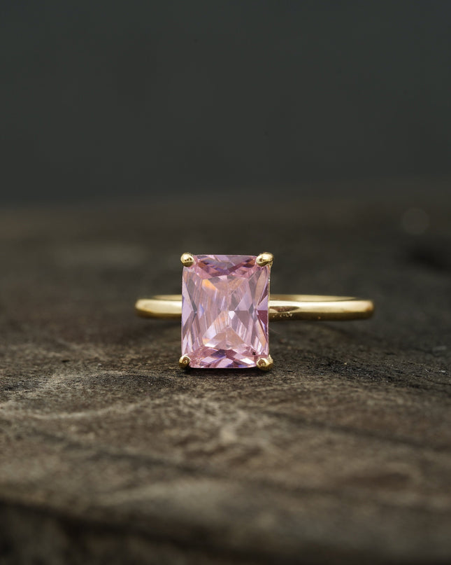 Emerald Pink Sapphire Gold Engagement Ring