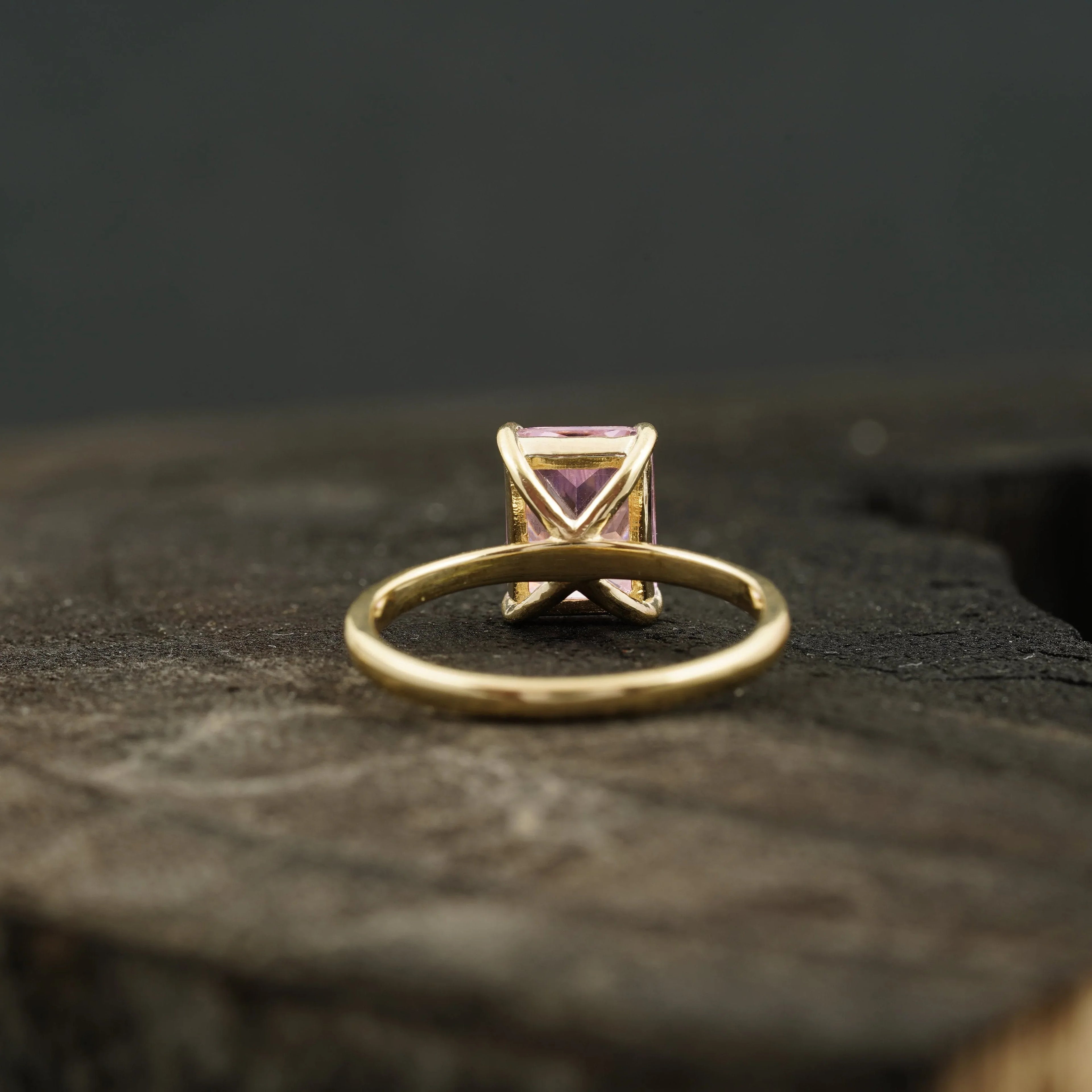Emerald Pink Sapphire Gold Engagement Ring - Gigiscc