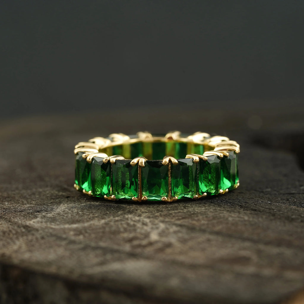 Emerald Full Eternity May Birthstone Wedding Band - Gigiscc