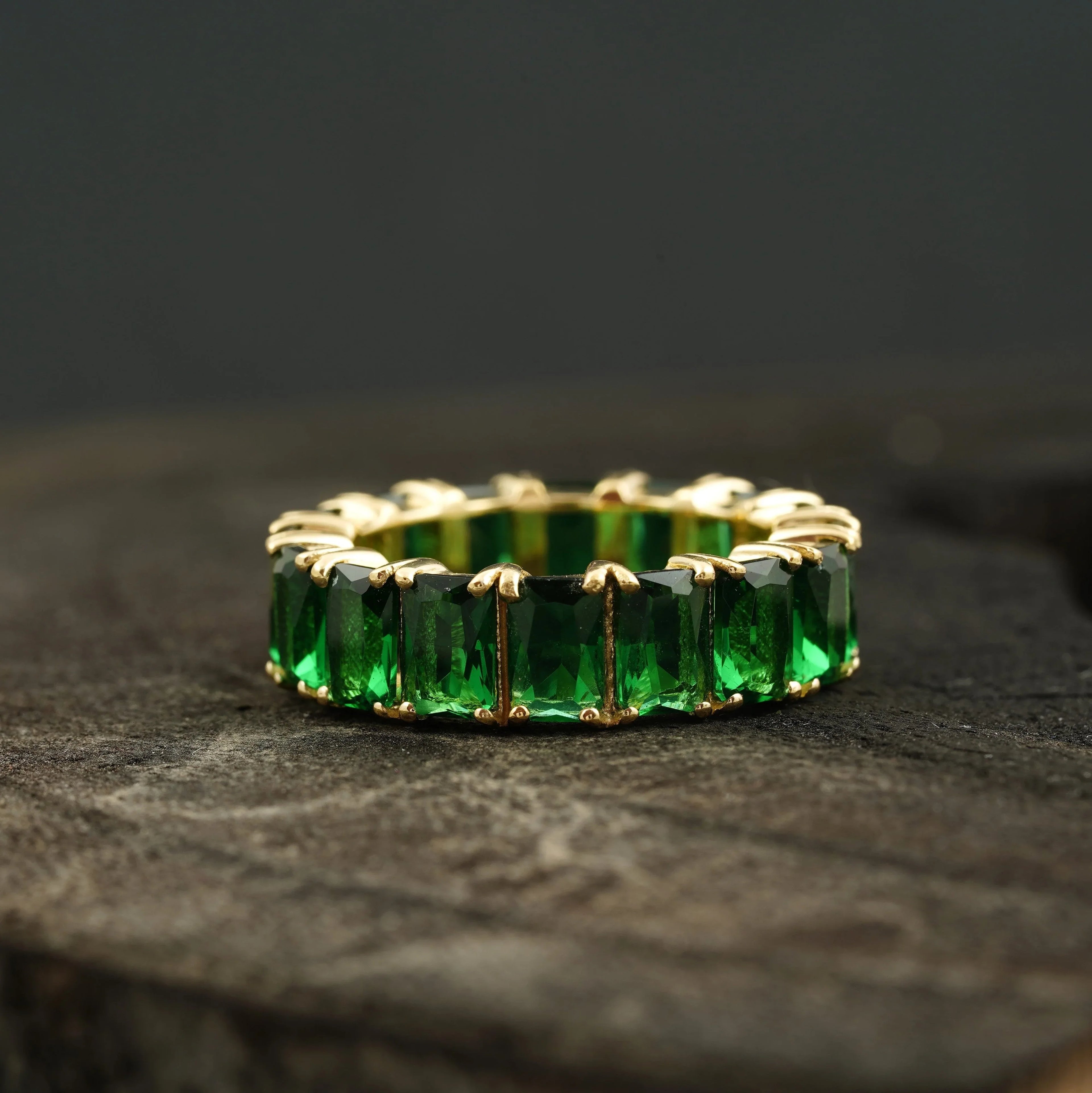 Emerald Full Eternity May Birthstone Wedding Band - Gigiscc