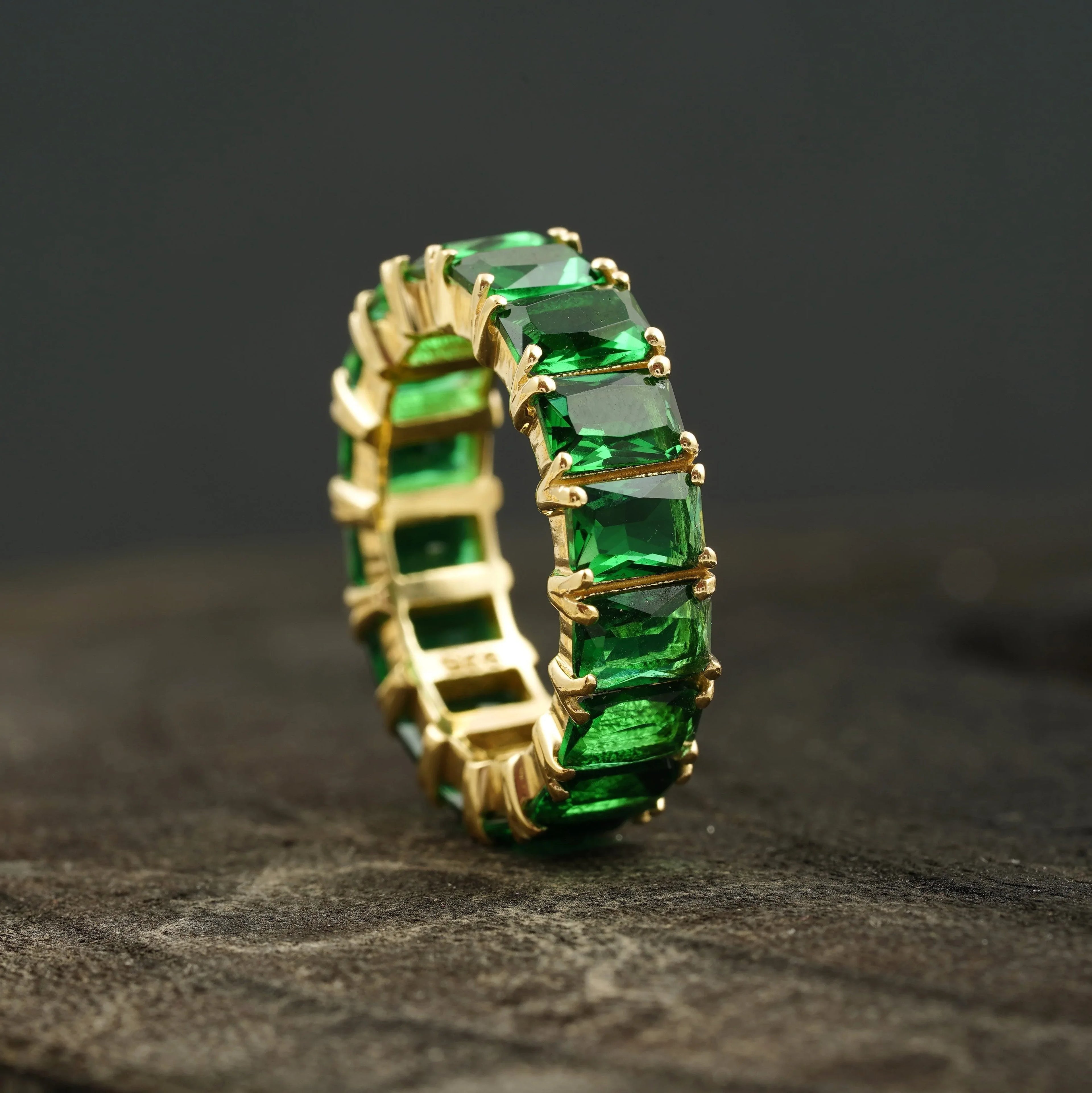 Emerald Full Eternity May Birthstone Wedding Band - Gigiscc