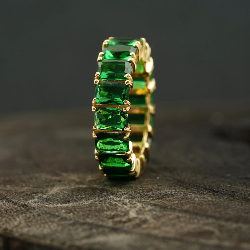 Emerald Full Eternity May Birthstone Wedding Band - Gigiscc