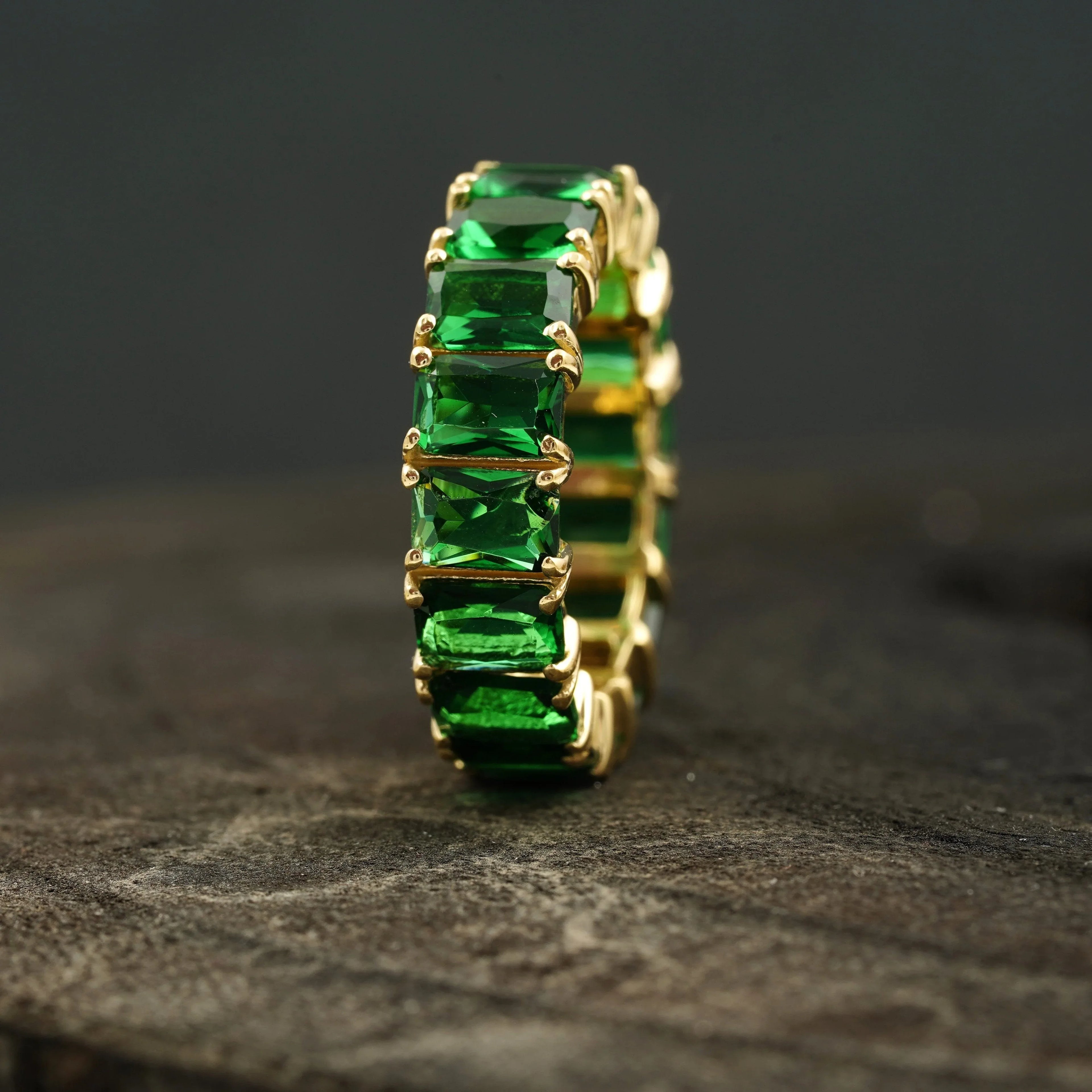 Emerald Full Eternity May Birthstone Wedding Band - Gigiscc