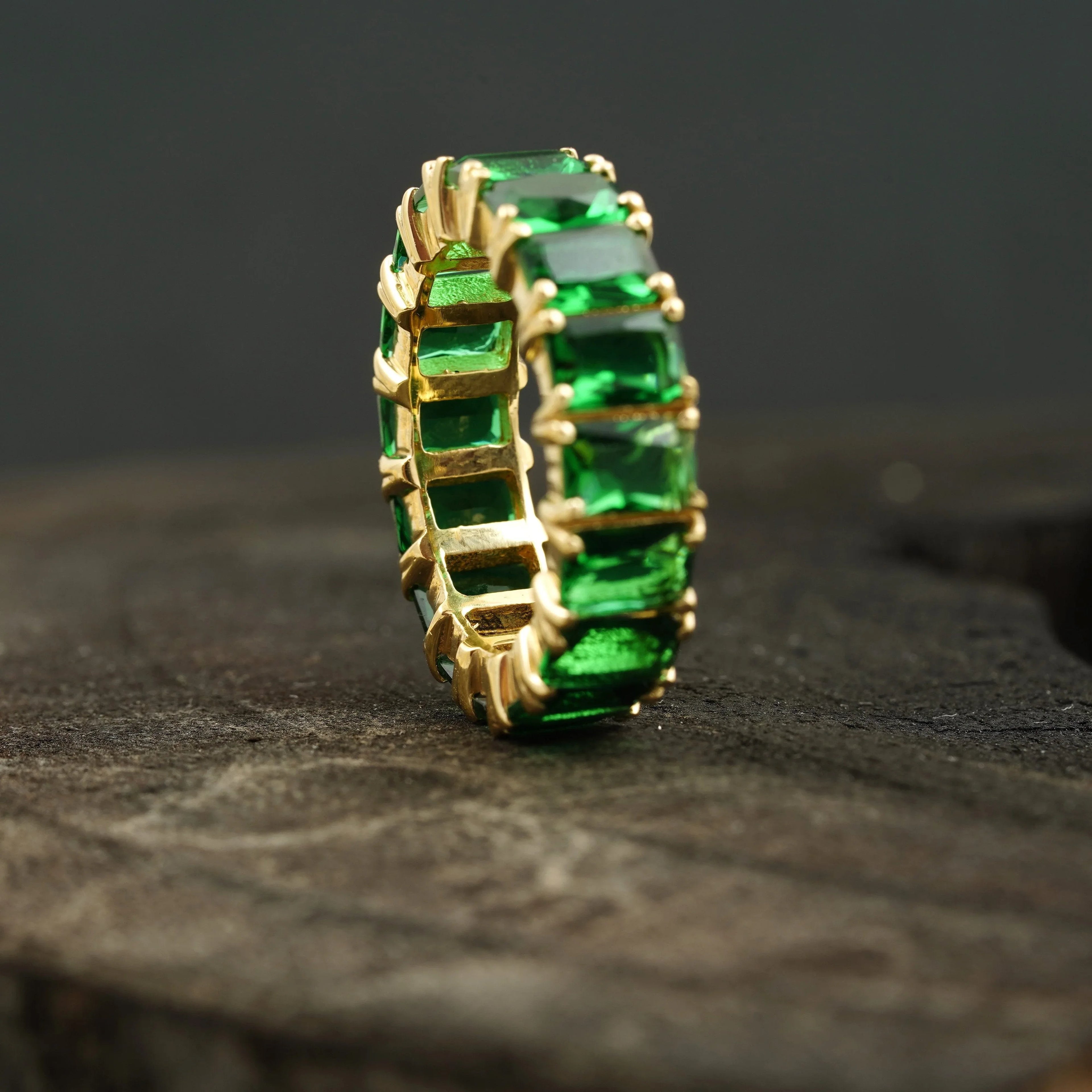 Emerald Full Eternity May Birthstone Wedding Band - Gigiscc