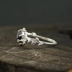 Blue Sandstone Leaf Diamond Band Engagement Ring | Sterling Silver - Gigiscc