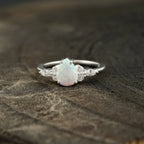 pear shaped opal cluster engagement ring | Promise bridal ring - Gigiscc
