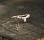 Marquise Opal Curved Wedding Band, October Birthstone, 14k Rose Gold Ring - Gigiscc