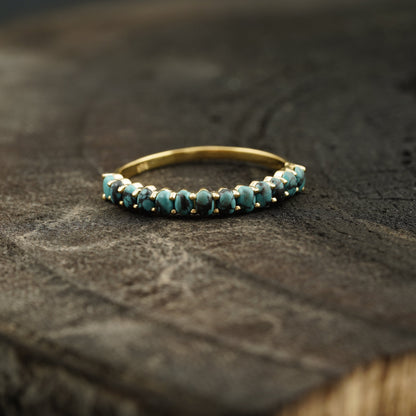 Dainty Stacking Turquoise Wedding Band in 925 Sterling Silver