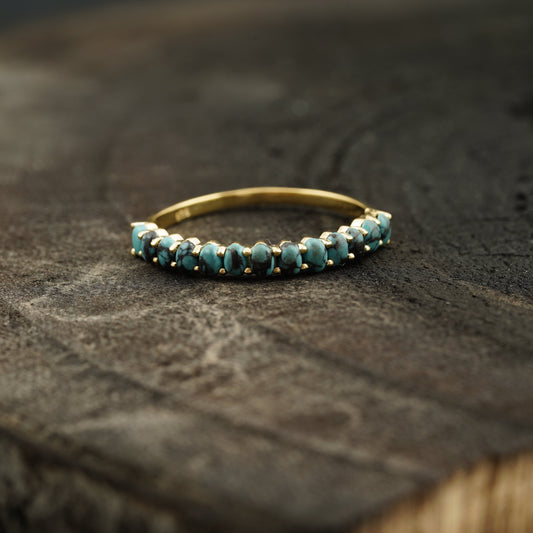 Dainty Stacking Turquoise Wedding Band in 925 Sterling Silver