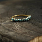 Dainty Stacking Turquoise Wedding Band, Half Eternity Band, 925 Sterling Silver - Gigiscc