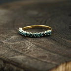 Dainty Stacking Turquoise Wedding Band, Half Eternity Band, 925 Sterling Silver - Gigiscc