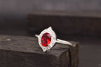 Oval Cut Red Ruby 925 Sterling Silver Statement Ring - Gigiscc