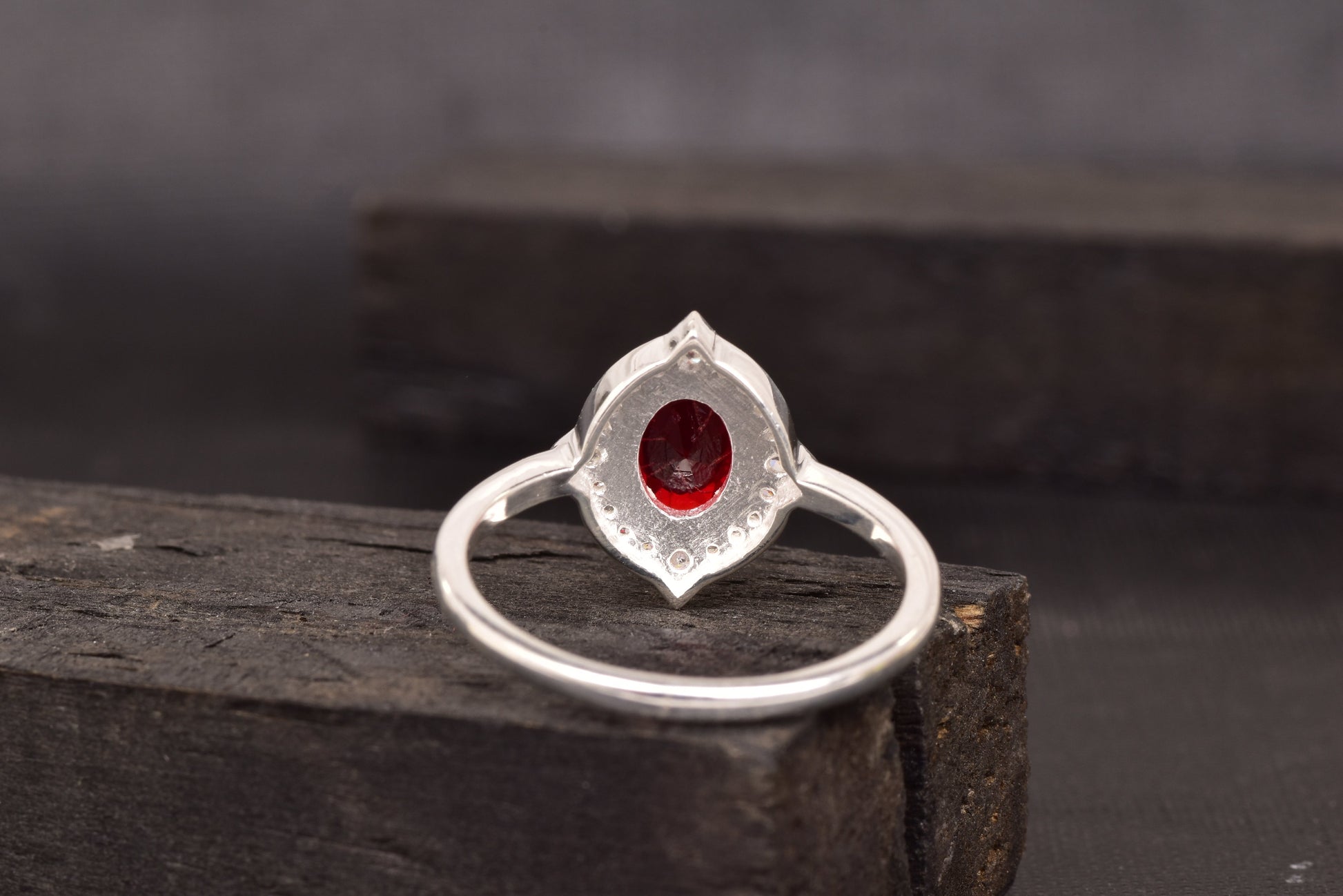 Oval Cut Red Ruby 925 Sterling Silver Statement Ring