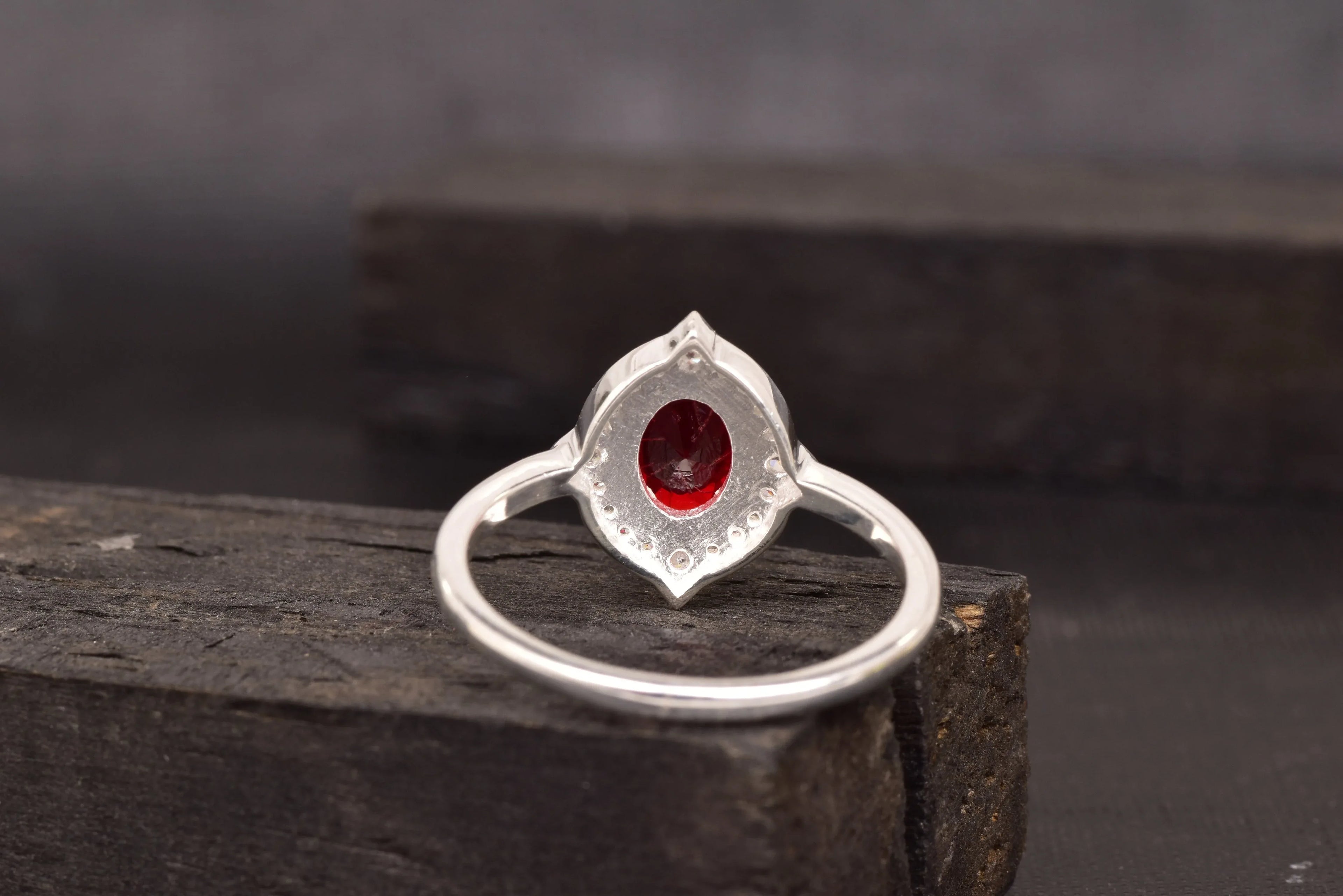 Oval Cut Red Ruby 925 Sterling Silver Statement Ring - Gigiscc