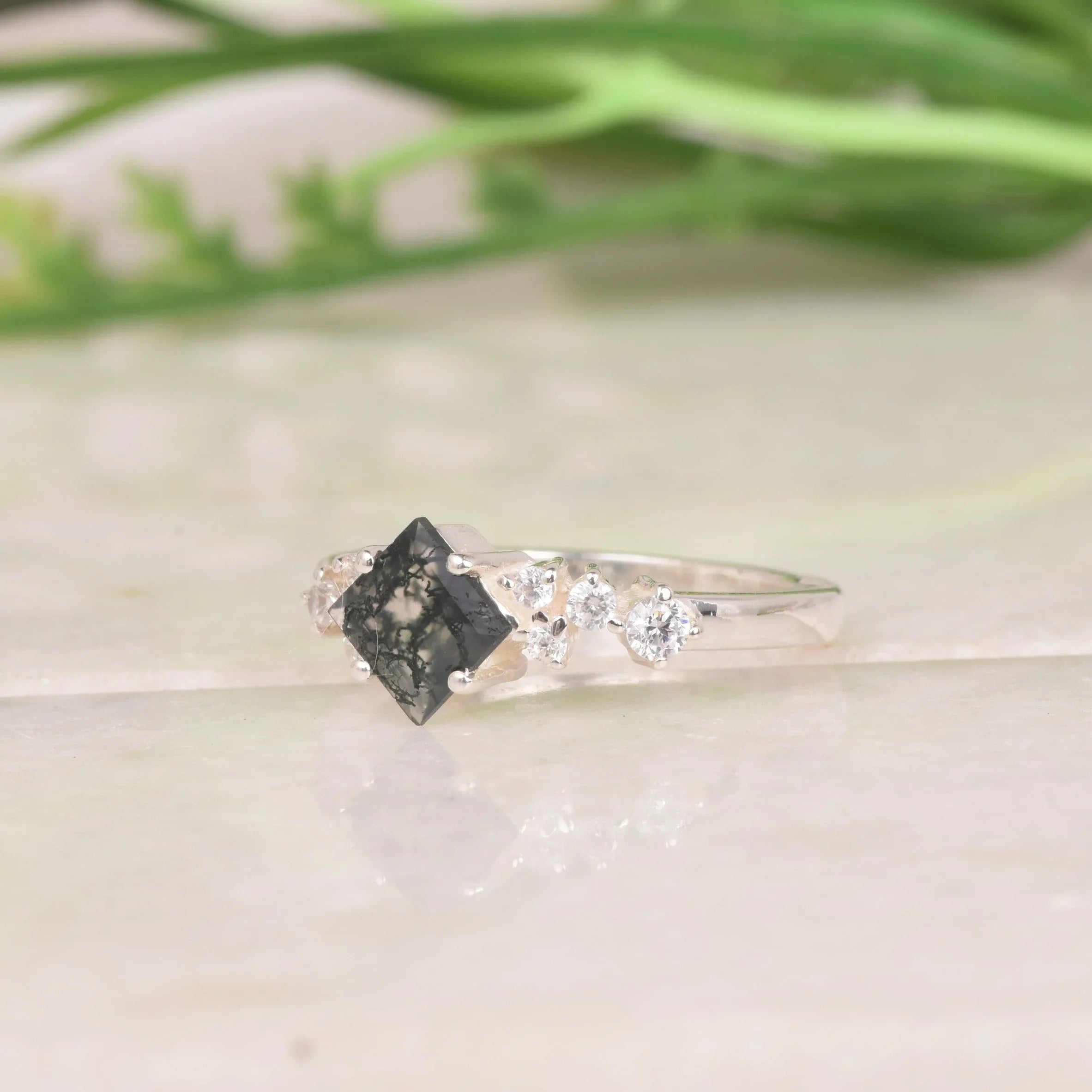 Buy Princess Cut Black Rutile Quartz Ring | 925 Sterling Silver - Gigiscc