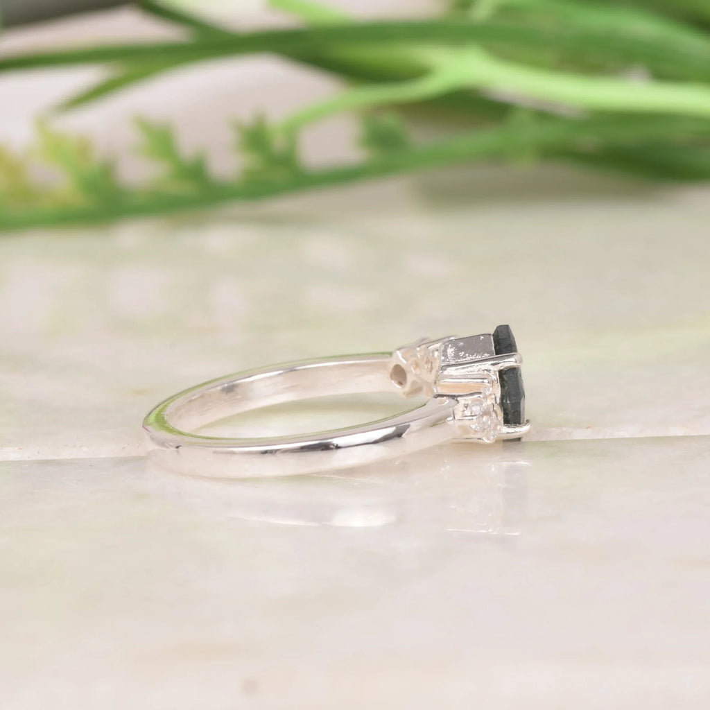 Buy Princess Cut Black Rutile Quartz Ring | 925 Sterling Silver - Gigiscc