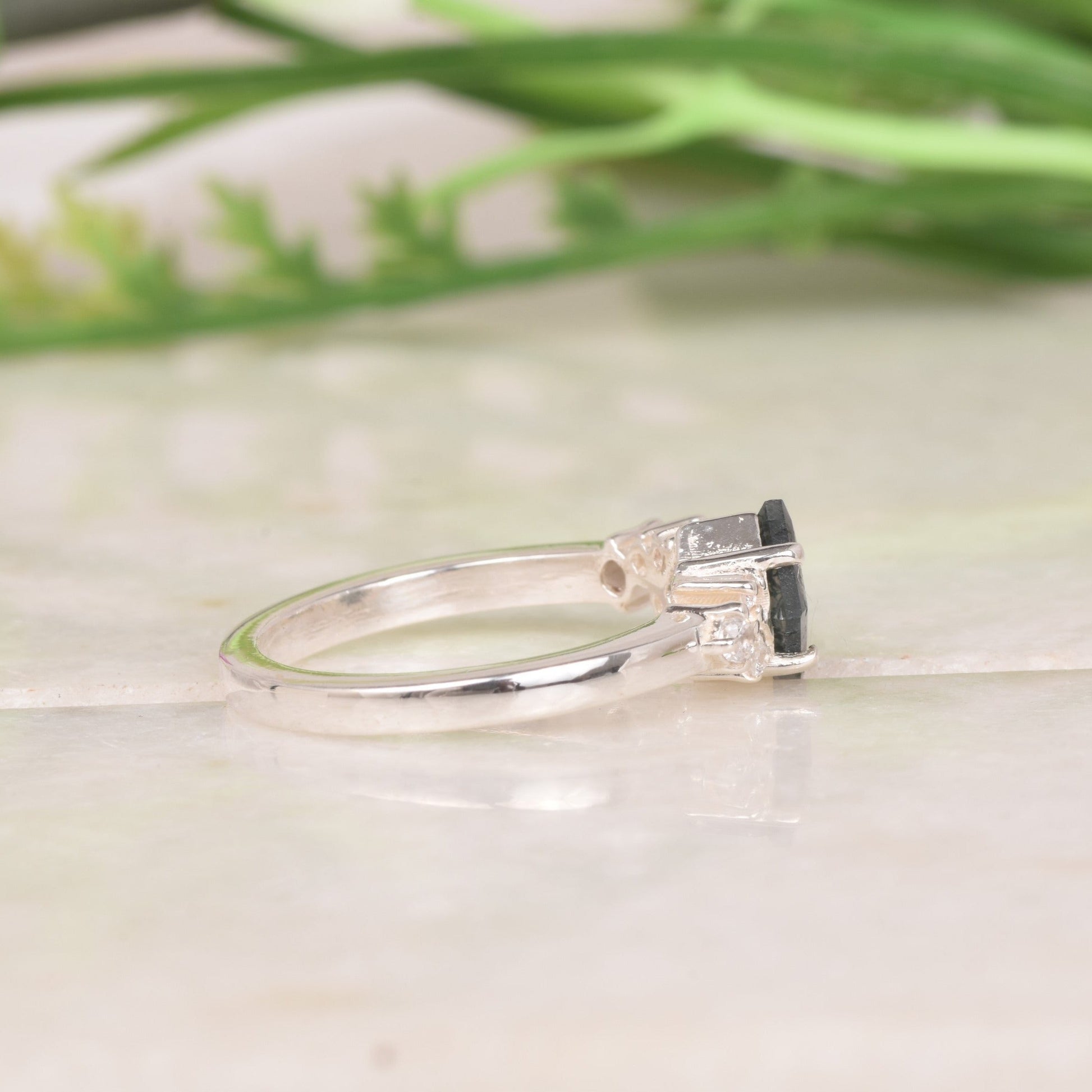 Buy Princess Cut Black Rutile Quartz Ring In 925 Sterling Silver