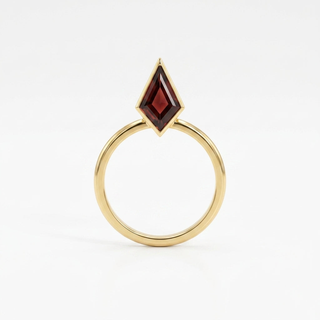 Kite Shaped Red Garnet Ring