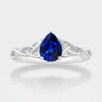 Pear-Shaped Blue Sapphire Celtic Knot Engagement Ring with sliver plated