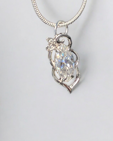 1.5ct Marquise Cut Moissanite Pendant Elegant Moissanite Necklace.