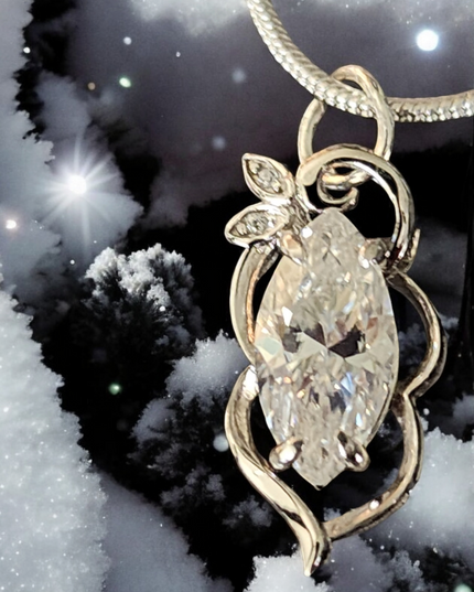 1.5ct Marquise Cut Moissanite Pendant Elegant Moissanite Necklace.