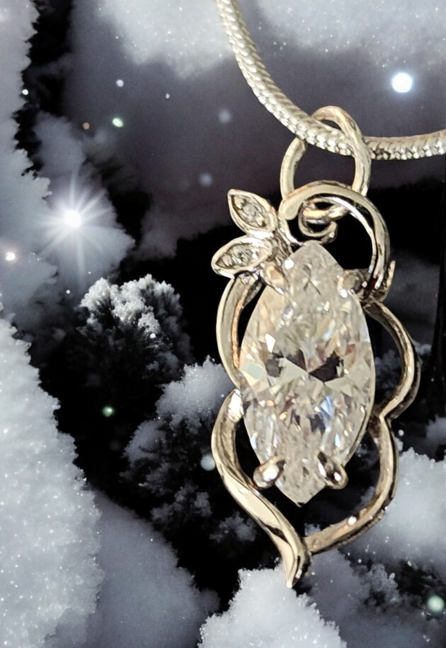 1.5ct Marquise Cut Moissanite Pendant Elegant Moissanite Necklace.