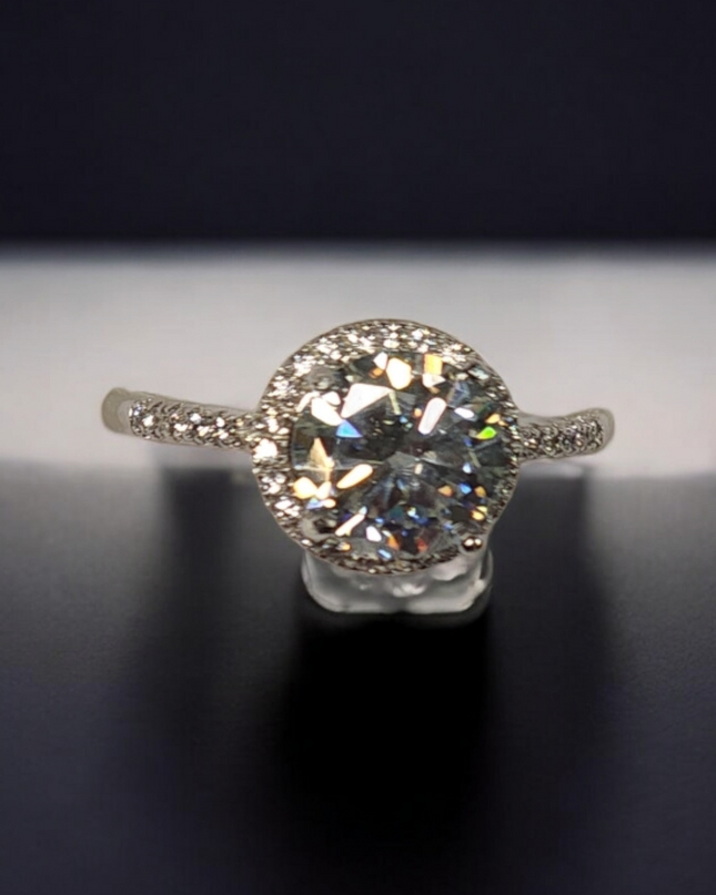 2ct Exquisite Round Halo Moissanite Ring Classic Round Brilliant Cut Engagement Ring, Anniversary Ring.