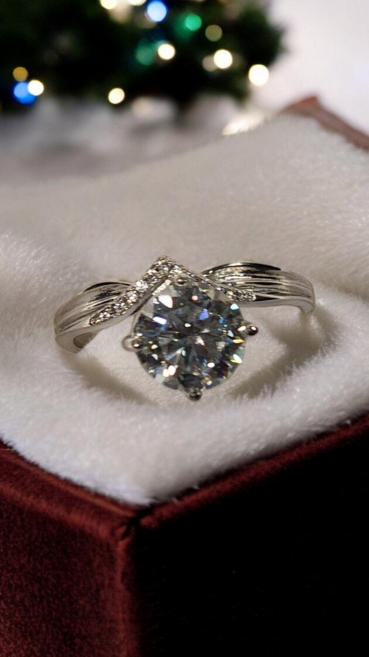 Stunning 2ct Round Brilliant Cut offset Moissanite Solitaire setting in White Gold