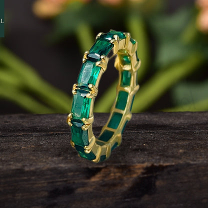 Emerald Gemstone Full Eternity Birthstone Ring Back View