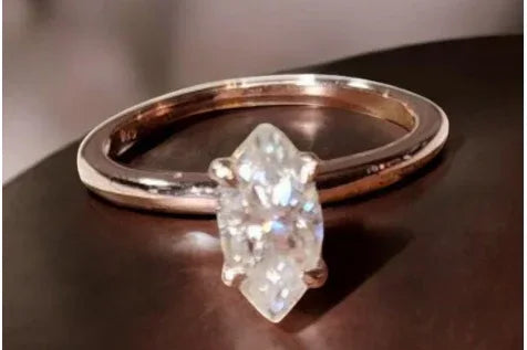 Timeless and Classic Marquise Cut Hidden Halo Moissanite Solitaire Ring - Gigiscc