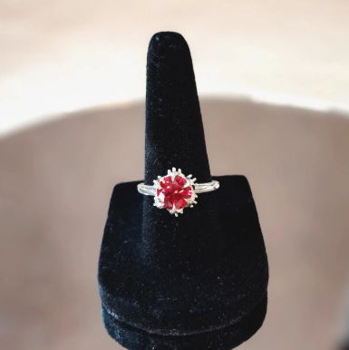 2ct Ruby Red Moissanite Claw Ring