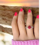 Vintage 8mm 2ct Ruby Red Round Brilliant cut Moissanite Solitaire Ring - Gigiscc