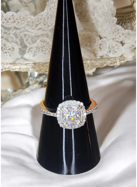 2ct Exquisite Cushion Cut Halo Moissanite Ring