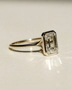 3 CT Emerald Cut Moissanite Engagement Ring Bezel Set Wedding Rings - Gigiscc