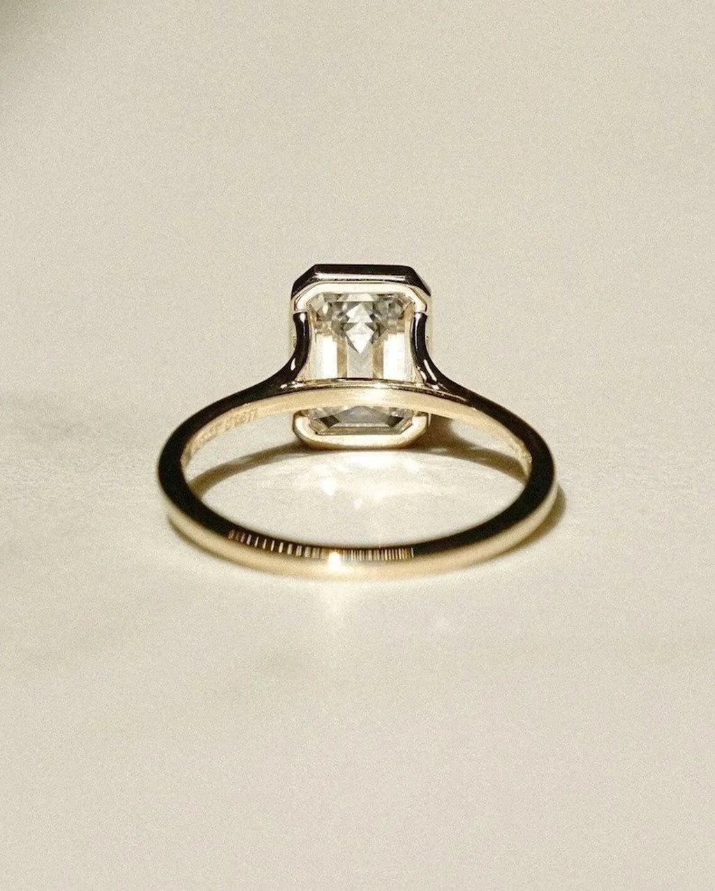 3 CT Emerald Cut Moissanite Engagement Ring Bezel Set Wedding Rings - Gigiscc