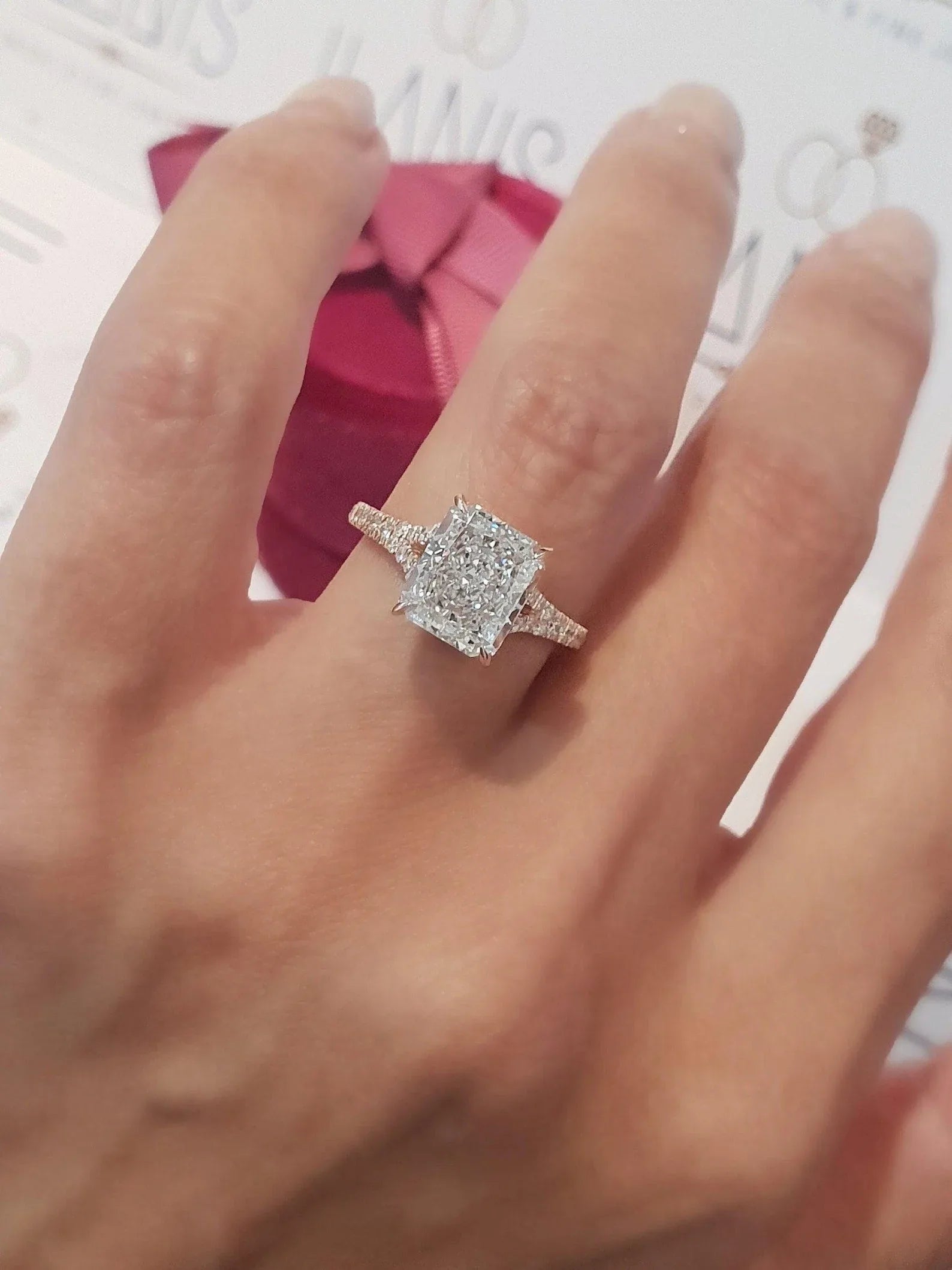 2.5CT Radiant Cut Moissanite Engagement Ring Set - Gigiscc