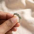 Moss Agate Wedding Band, 5 Stone Moss Agate Ring - Gigiscc